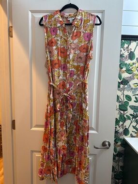 croft & barrow Floral Button-Front Maxi Dress in Pink, Orange & Yellow